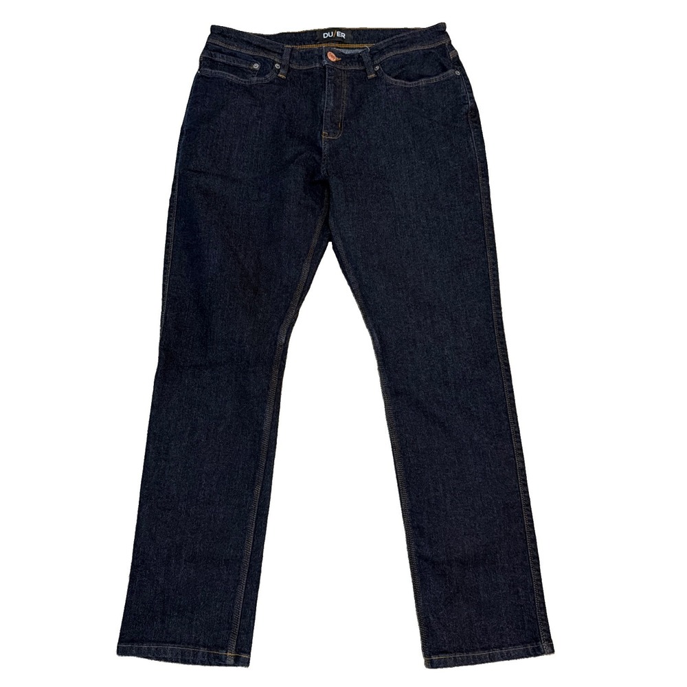 DUER DU/ER Jeans Mens 34x32 Blue L2X Relaxed Taper Stretch Performance